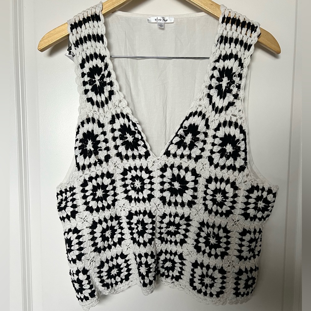 Mirror Image Crochet Front Top